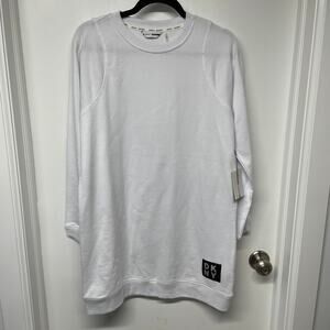 DKNY Sport Logo Patch Sneaker Dress White Sweatshirt Size Small NEW Casual